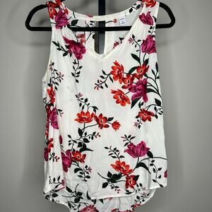 Old Navy Dressy Tank- size medium- floral, tank top, v-neck white